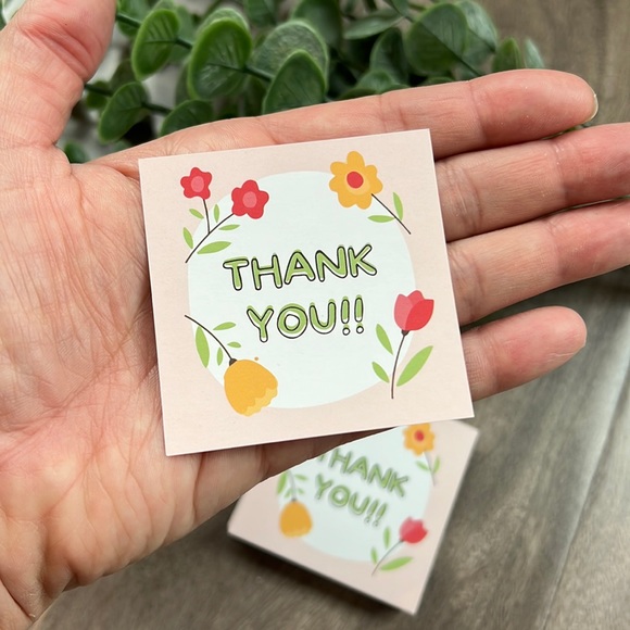 📦 3/$20 - 25 Thank You cards - pink floral square - Picture 2 of 3